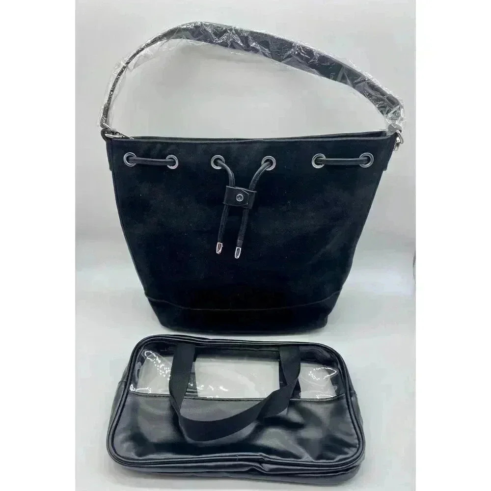 AFKOMST Bucket Bag Women’s Drawstring Hobo Cosmetic Bag Black 11”H x‎ 10”L x 5”W